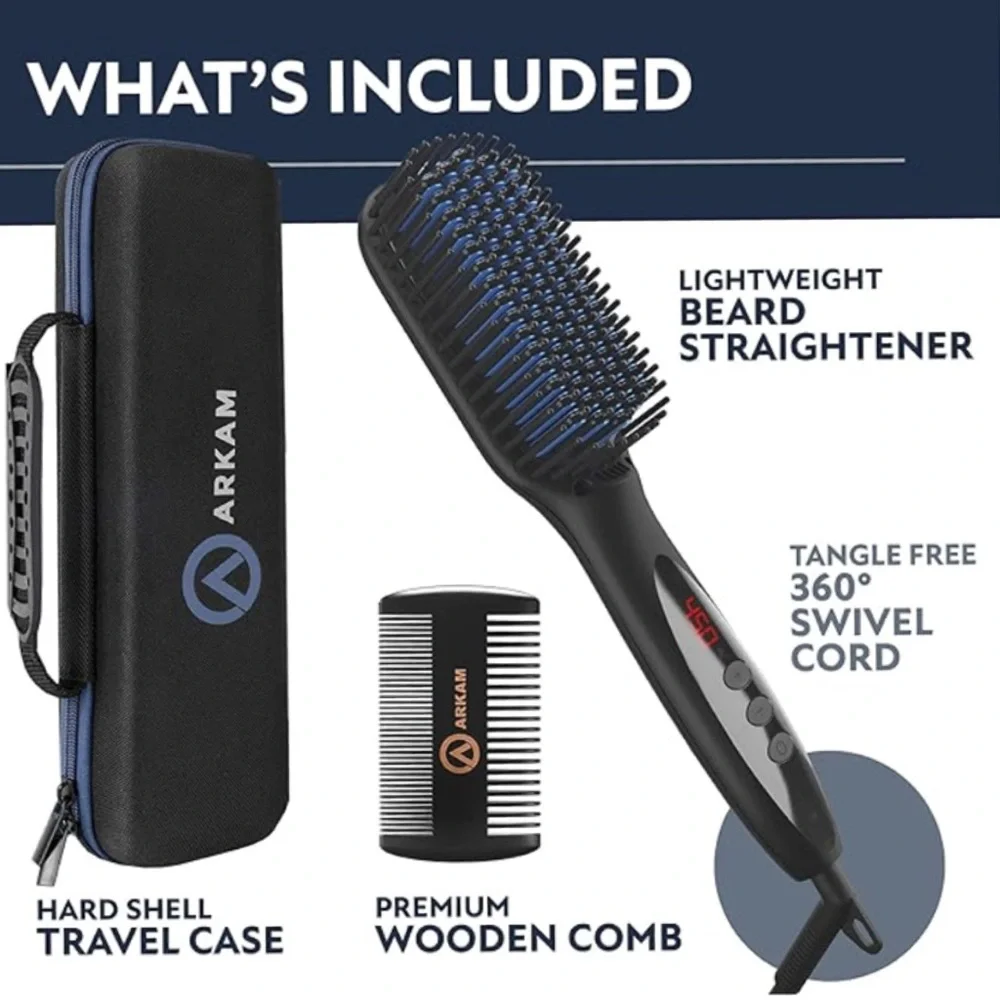 Arkam Beard Straightener For Men Ionic Beard Straightenening Comb Anti-Scald